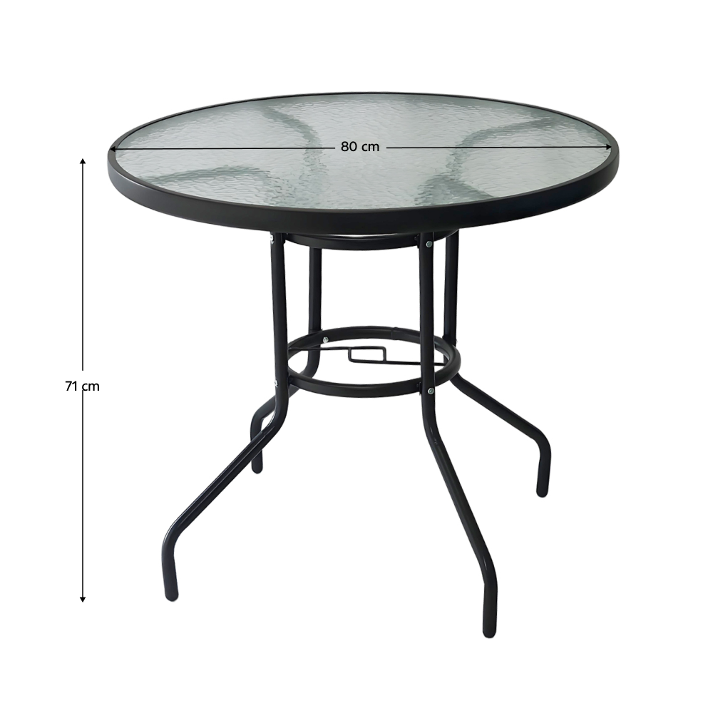 Jedálenský stôl, čierna oceľ/tvrdené sklo, BORGEN NEW TYP 2